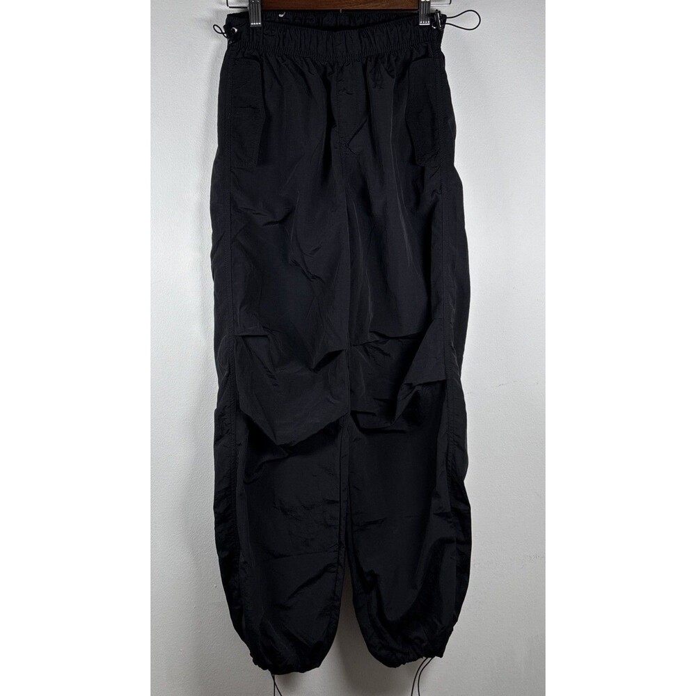 Love Tree Black Parachute Cargo Pants Womens S Y2K Gorpcore 100% Nylon Utility - Picture 14 of 16